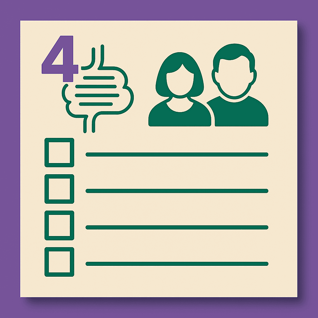 Checklist with icons and number four on purple