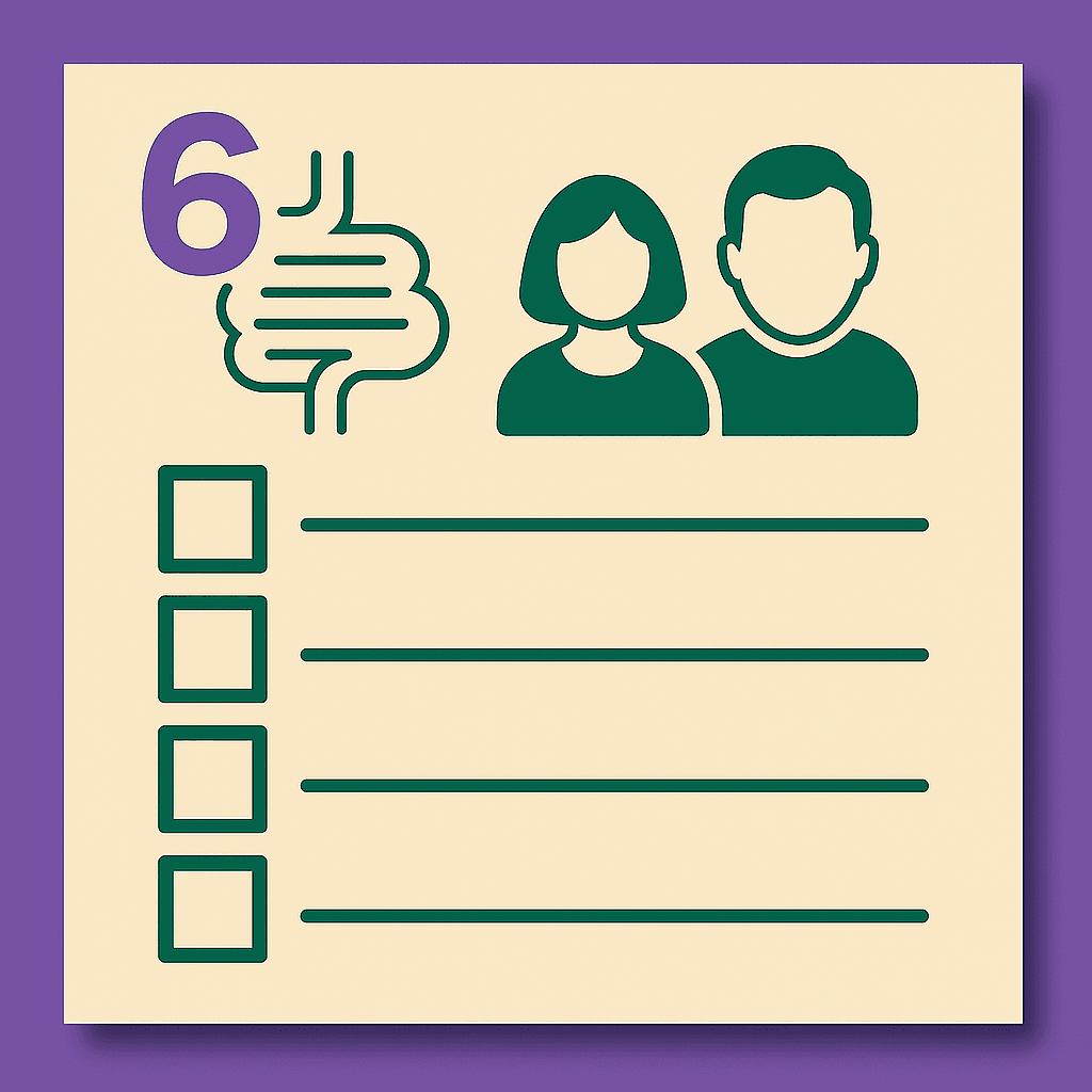Checklist with two person icons and number six.