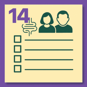 Checklist with two head icons, number fourteen