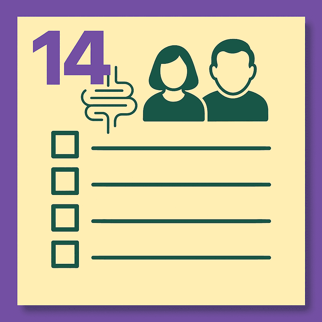 Checklist with two head icons, number fourteen