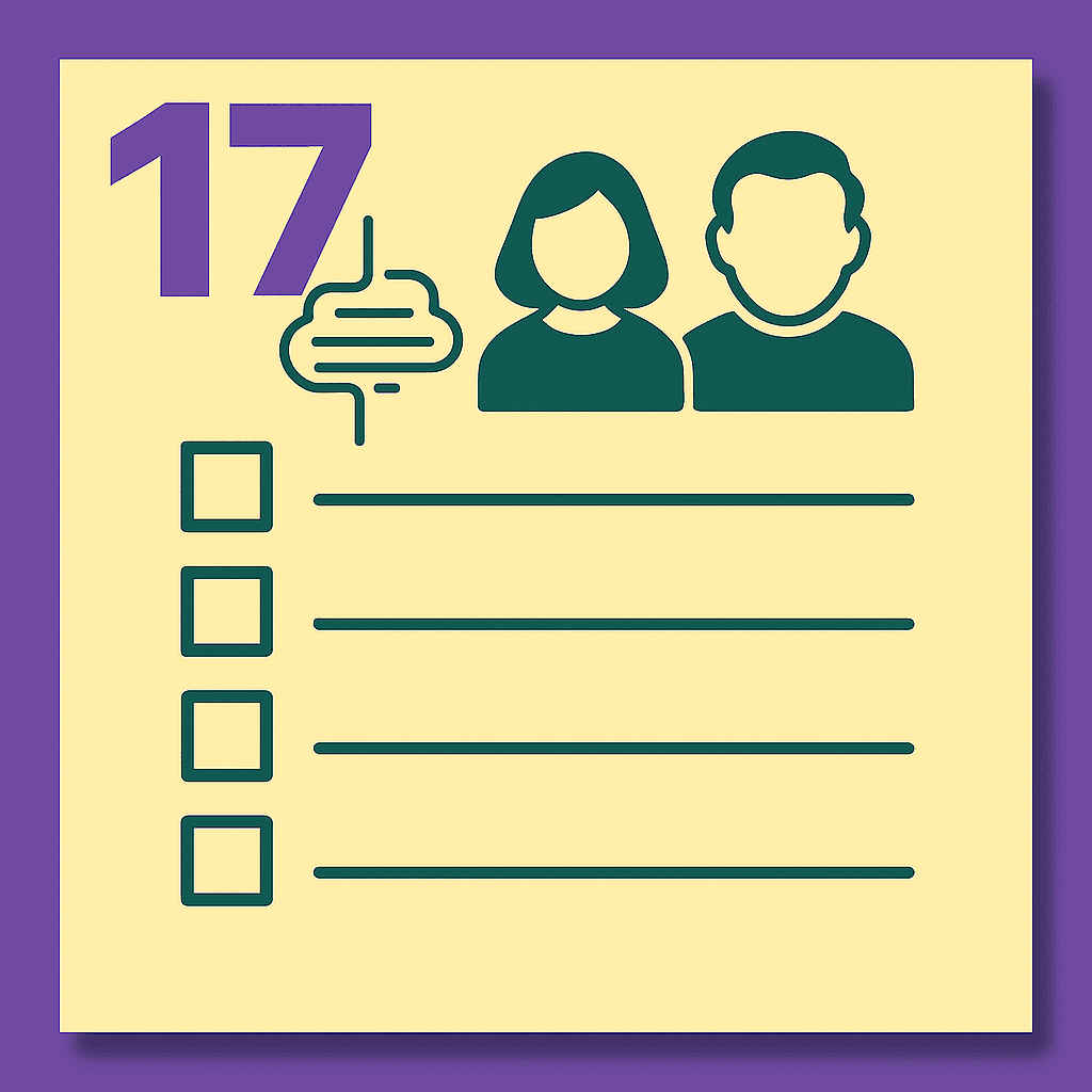 Checklist icon with male and female silhouettes.