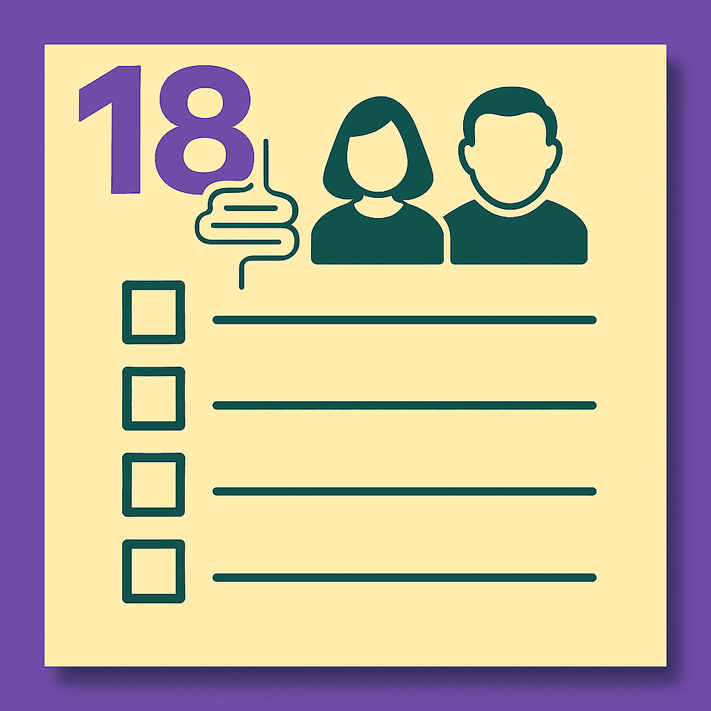 Checklist icon with two people and number 18.
