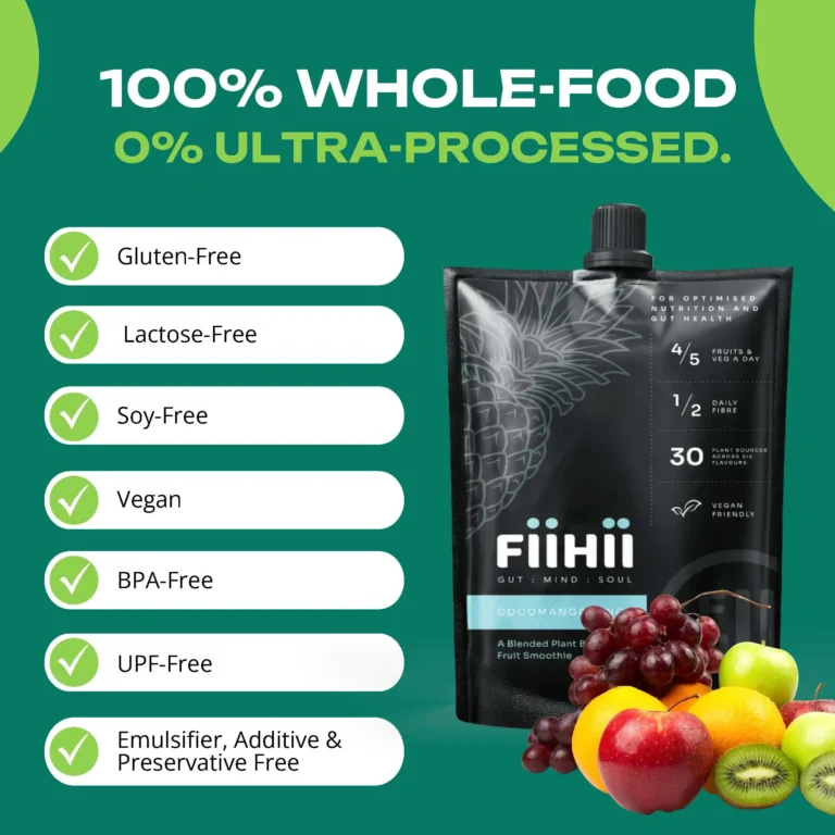 Fiihii smoothie: gluten-free, vegan, no additives.
