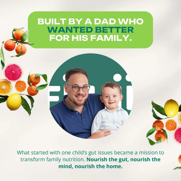 Dad improving family nutrition with fruits and happiness.