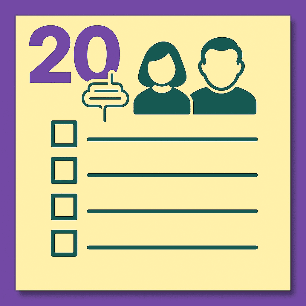 Checklist with avatars and number twenty