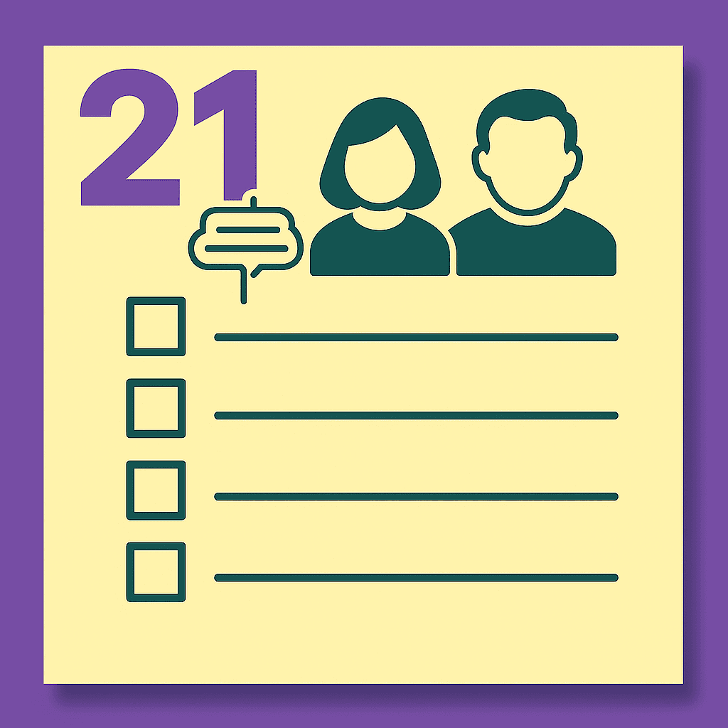 Checklist with people icons and number 21