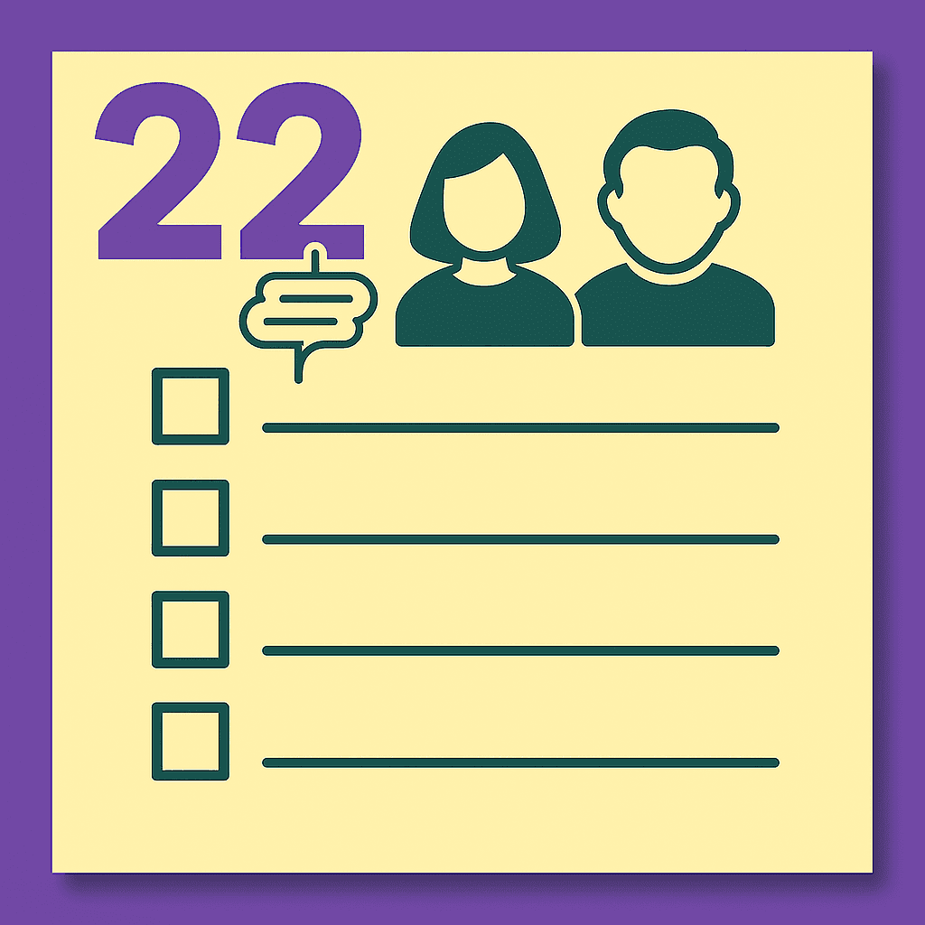 Checklist with icons and speech bubble