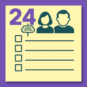 Task checklist with people icons and number 24.